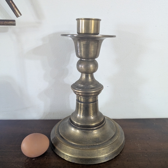 Vintage Heavy Solid Brass Candlestick Classic Turned Baluster Design Victorian